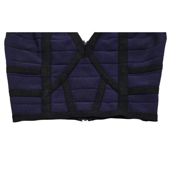 Women's - Bebe Navy Blue & Black Cropped Bandage Top, Size Small - Picture 3 of 7